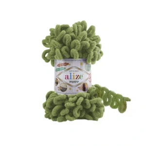 Příze Alize Puffy č.485 eukalyptus – plyšová příze na háčkování