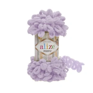Příze Alize Puffy č. 27 lila – plyšová příze na háčkování